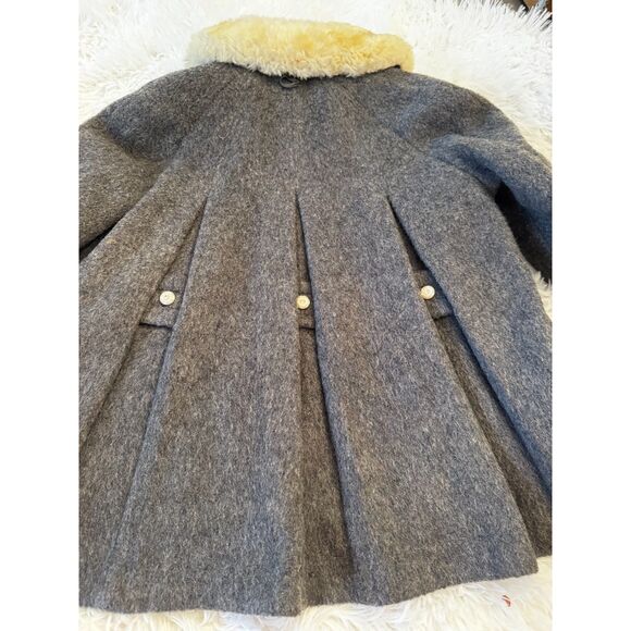 Stunning vintage 1950's girls wool coat Little Miss Robin grey coat back pleats - Picture 9 of 9